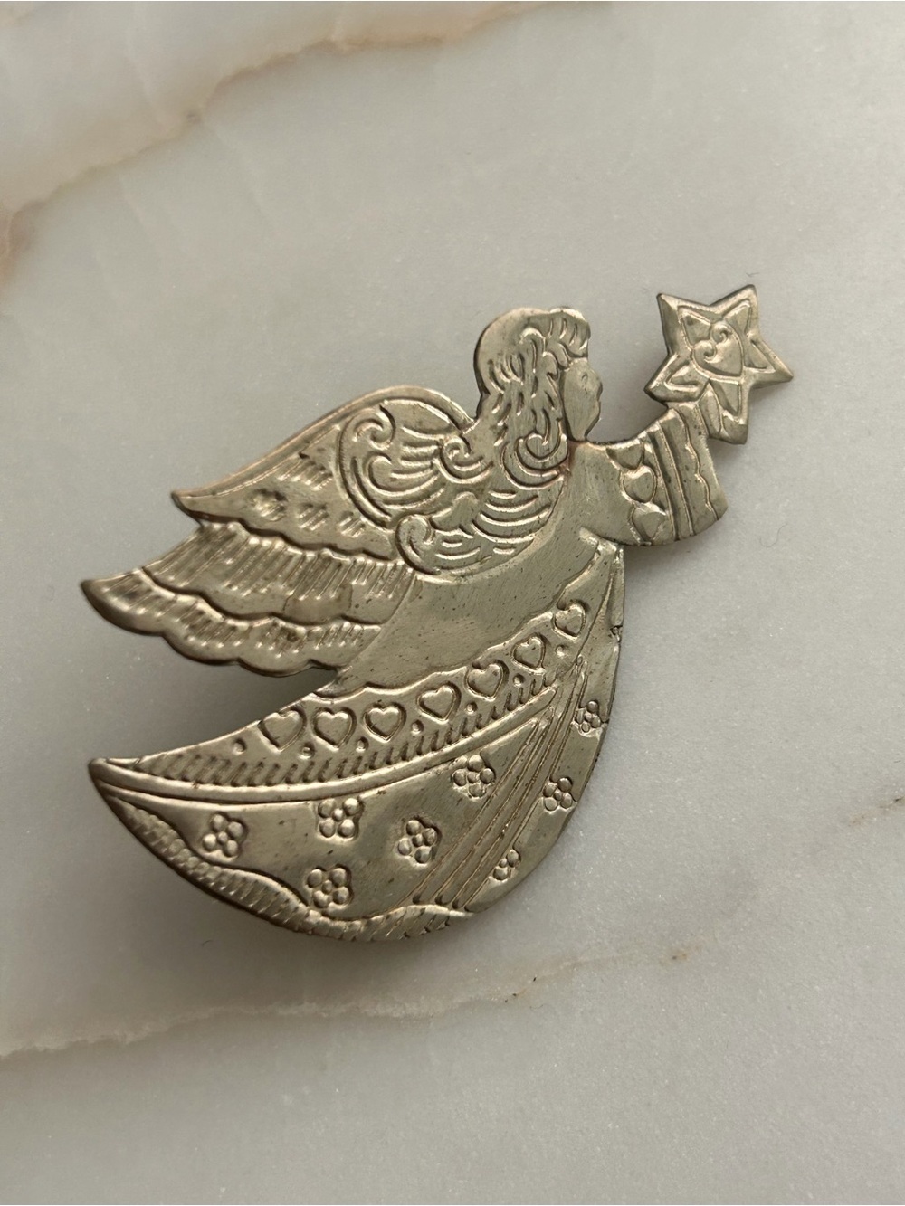 Silver-Gold tone Angel Pin with a Star Accent